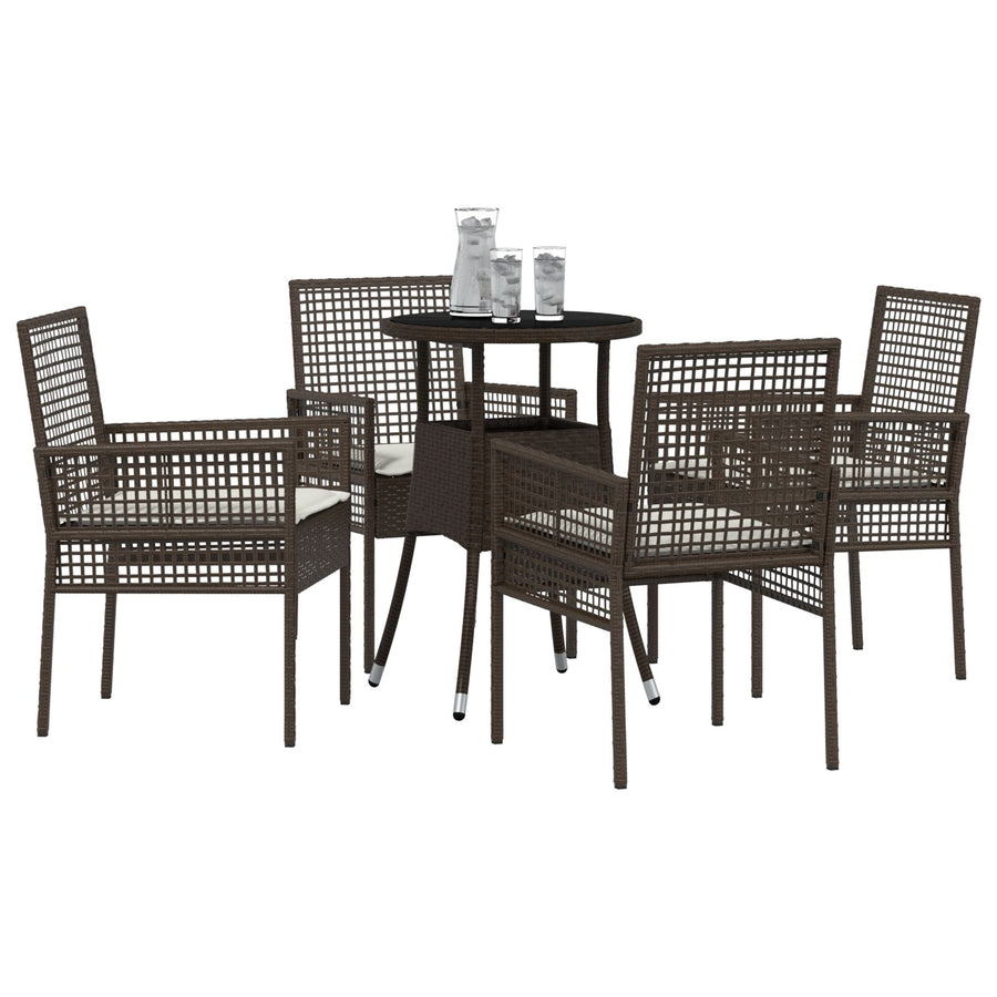 5 Delige Tuin Eetset Bruin Poly Rattan