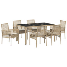 7-Delige Tuin Eetset Met Kussens Beige Poly Rattan