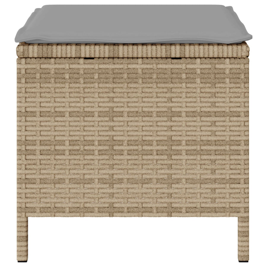 3-Delige Tuin Eetset Met Kussens Poly Rattan Acaciahout 80 cm Beige en grijs 2 stools