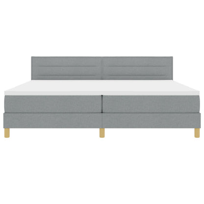 Boxspringbed Met Matras Stof Lichtgrijs 200 x 200 cm Lijnen ontwerp