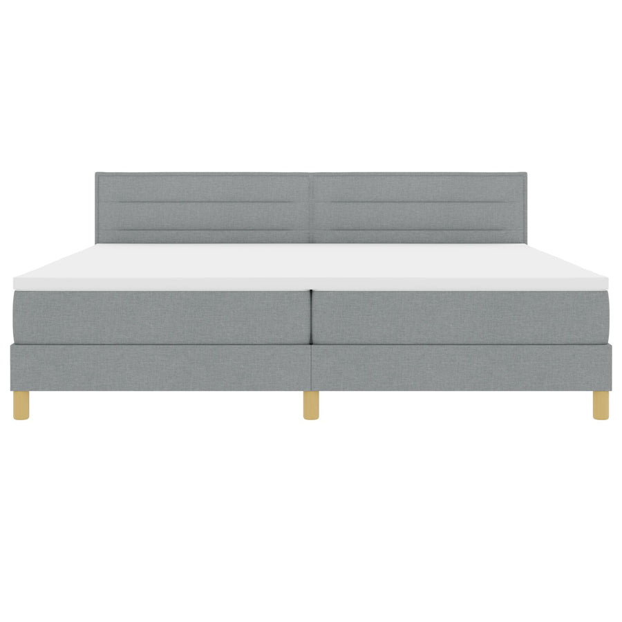 Boxspringbed Met Matras Stof Lichtgrijs 200 x 200 cm Lijnen ontwerp
