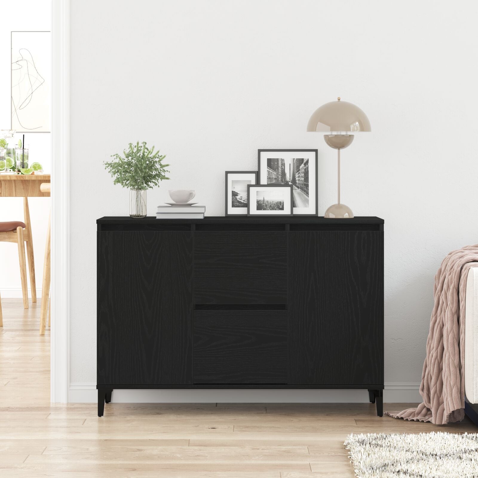 Dressoir Zwart Eiken 104X35X70 Cm Gegarandeerd Hout