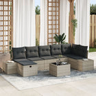 Garden Sofa Set with Cushions 8 pcs Light Grey poly rattan