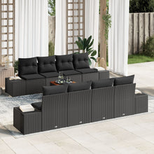 7-Delige Tuinbank Set Met Kussens Zwart Poly Riet Acacia