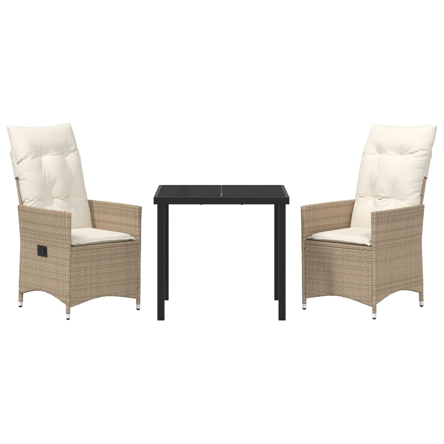 3-Delige Tuinset Met Kussens Beige Poly Rattan
