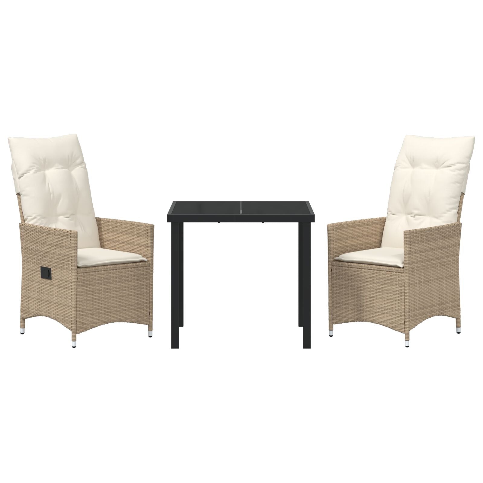 3-Delige Tuinset Met Kussens Beige Poly Rattan