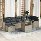 Tuinset poly rotan lichtgrijs 8-delig 7 personen