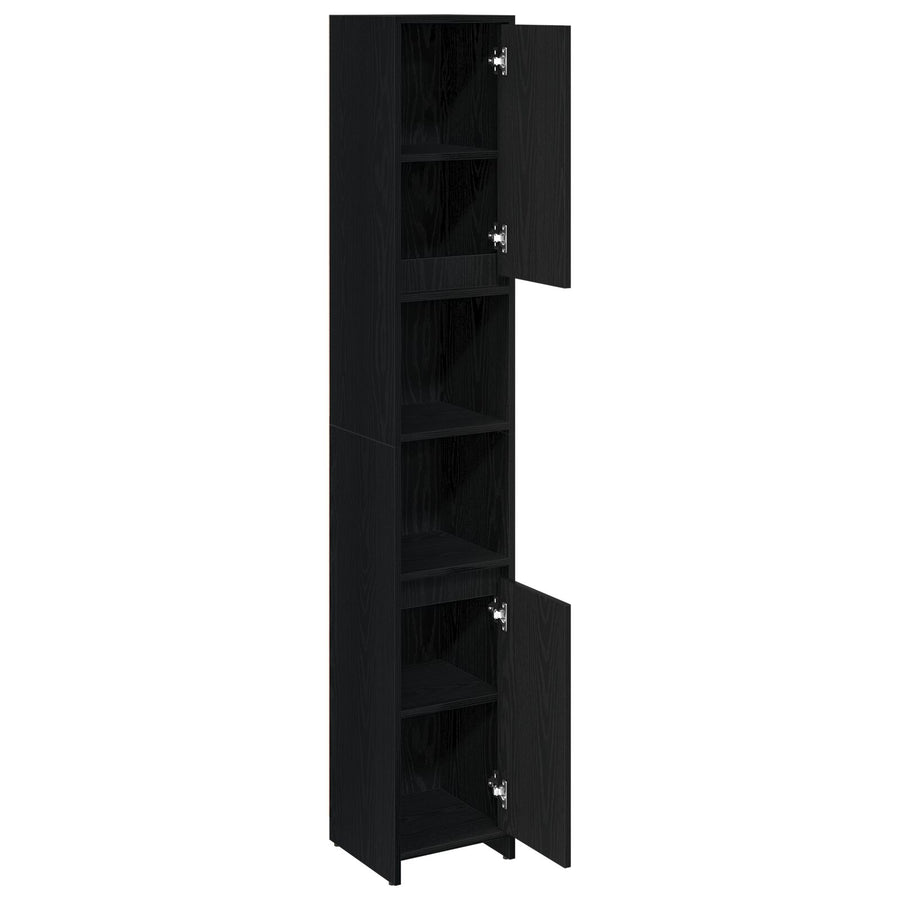 Badkamerkast Zwart Eiken 30X30X183,5 Cm Bewerkt Hout