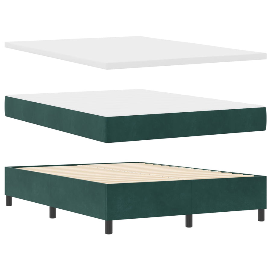 Boxspring Bed Met Matras Donker Groen 160X200 Cm Fluweel Blauw