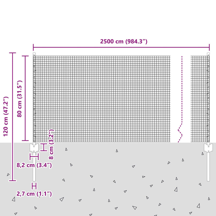 Gegalvaniseerd Draadhek Met 22 U-Paaltjes Zilver 0.8X50 M Staal