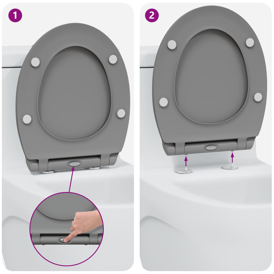 Snelle Release Toiletbril Met Zachte Sluiting Duroplast Grijs