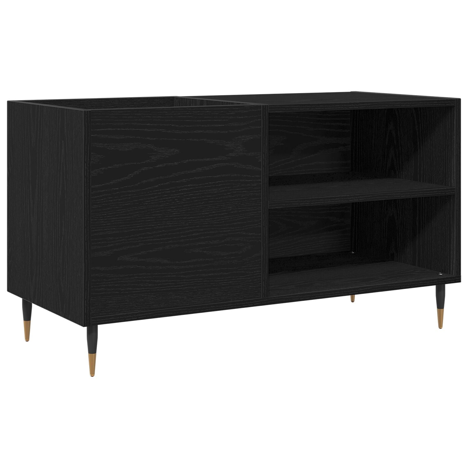 Recordkast 84,5X38X48 Cm Bewerkt Hout Zwart eiken
