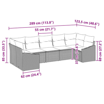 7-Delige Tuinsofaset Met Kussens Zwart Poly Rattan