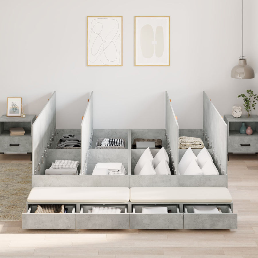 Opslagbedframe Beton Grijs 180X200 Cm Artisanaal Eiken