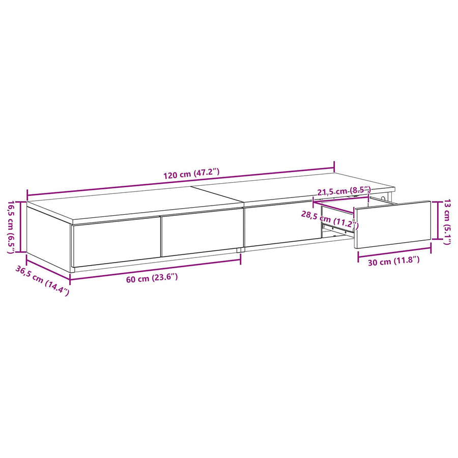 Bed Lades Zwart Gefabriceerd Hout Zwart eiken 120 x 36.5 x 16.5 cm