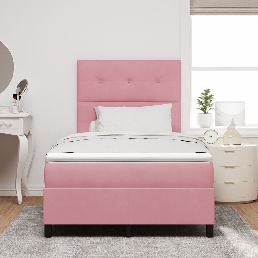 Boxspring Bed Met Matras Roze 120X200 Cm Fluweel Blauw
