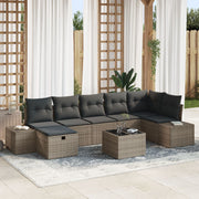 Loungeset poly rattan 8-delig grijs