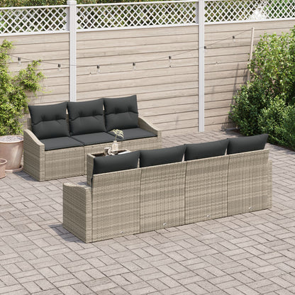 Tuin Sofa Set Set Van 8 Beige, Donkergrijs Rattan, Polyester Gegalvaniseerd Staal
