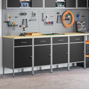 Workbench with drawer 4 pcs Black and Grey 200 x 55 x 85 cm