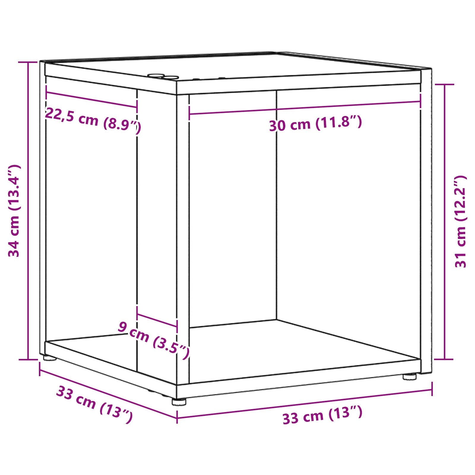 Salontafel Zwart Eiken 33X33X34,5 Cm Engineered Wood