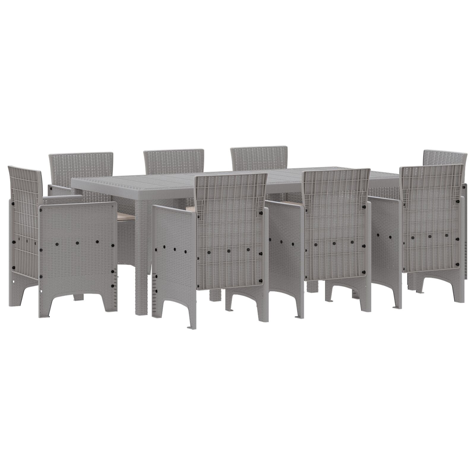 9-Delige Tuinset Met Kussens Lichtgrijs Poly Rattan