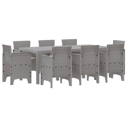 9-Delige Tuinset Met Kussens Lichtgrijs Poly Rattan