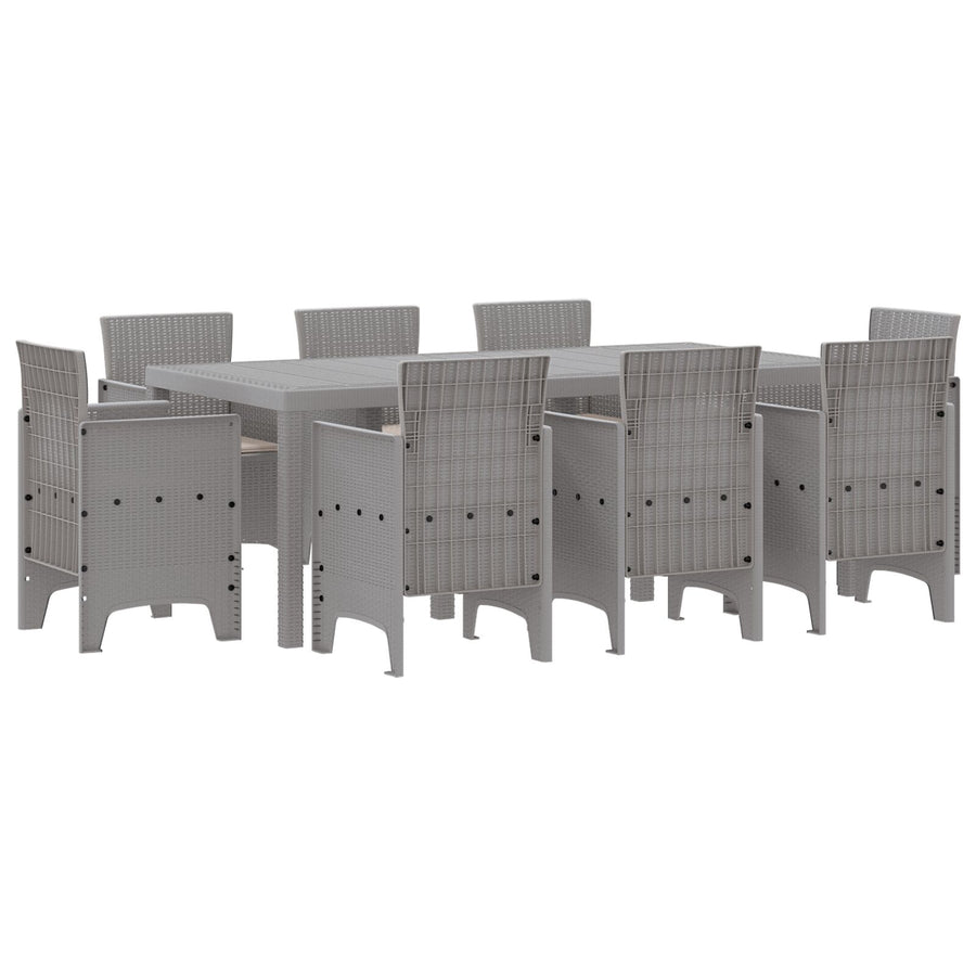 9-Delige Tuinset Met Kussens Lichtgrijs Poly Rattan
