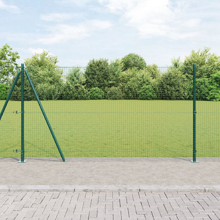 Gelaste Gaashek Met 13 Geflensde Palen Groen 1.2X25 M Staal Gegalvaniseerd Staal