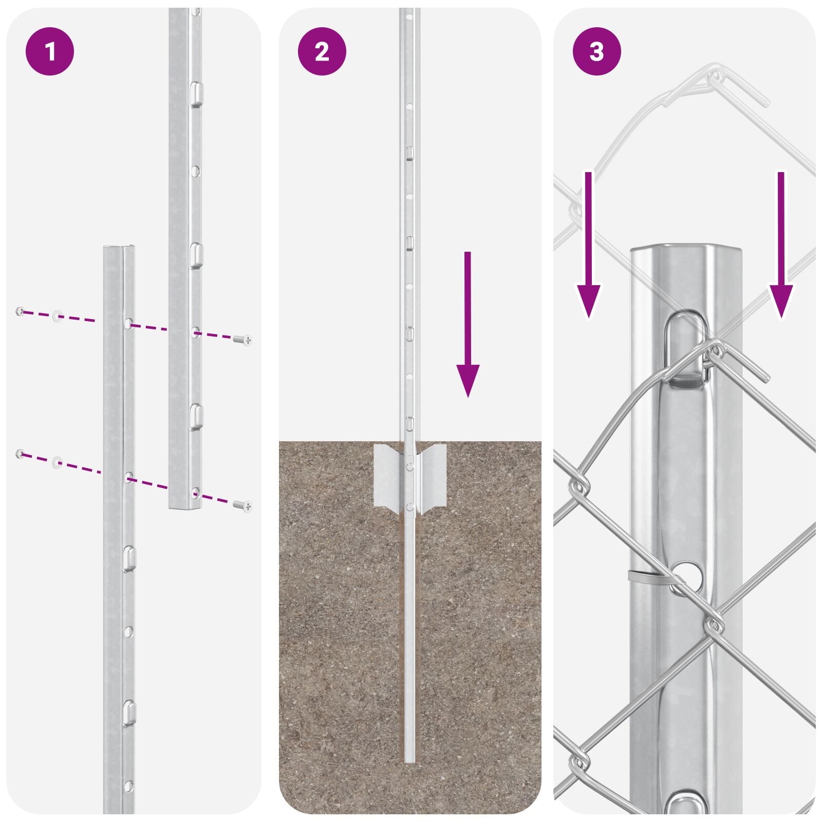 Chain Link Fence Met 20 U Posts Zilver 1,5X10 M Staal