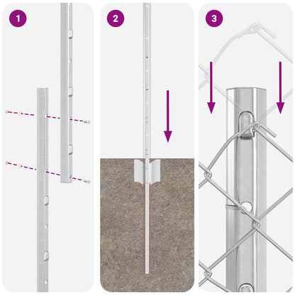 Chain Link Fence Met 20 U Posts Zilver 1,5X10 M Staal