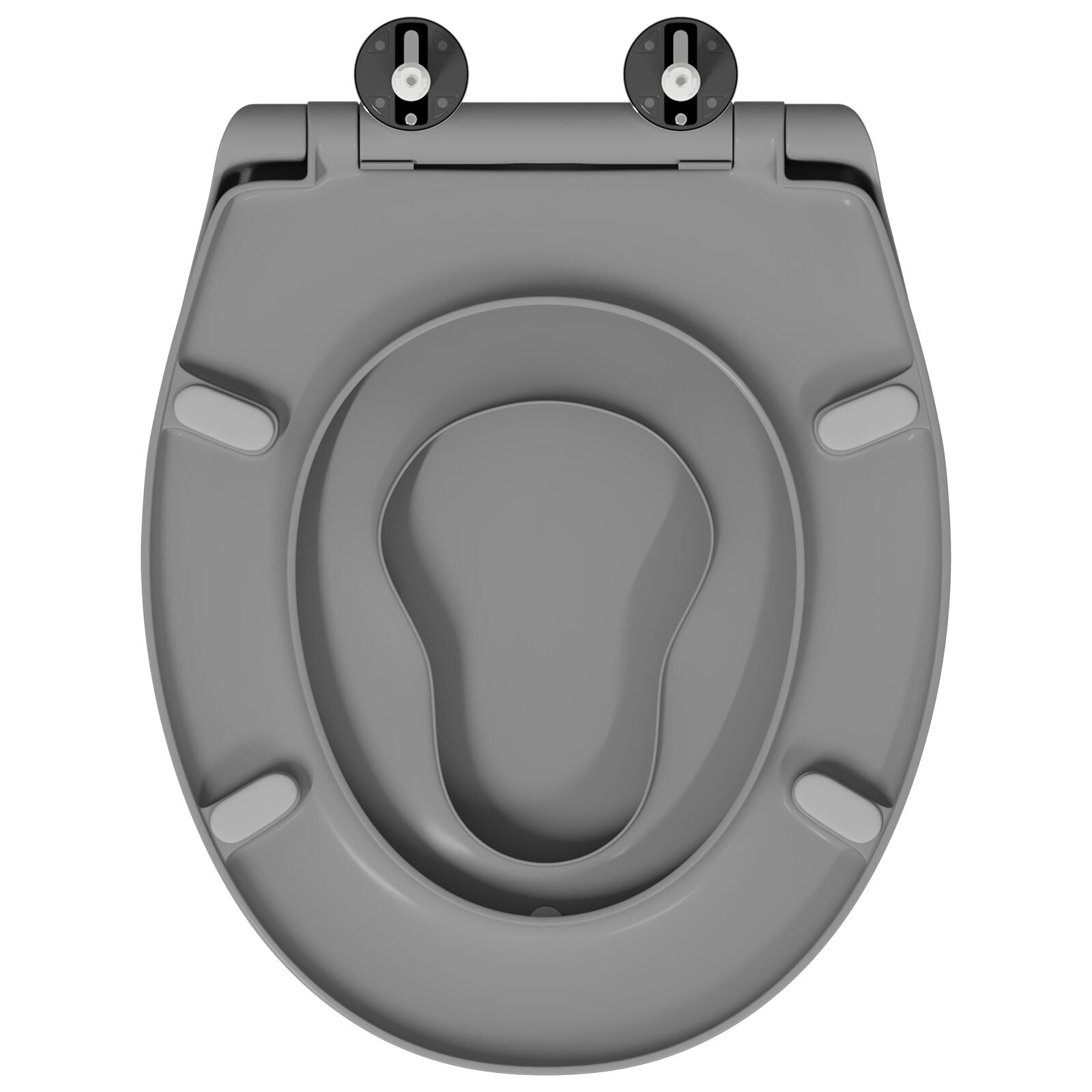 Familie Wc-Bril Met Kindertoiletbril Snelle Ontgrendeling Duroplast Grijs