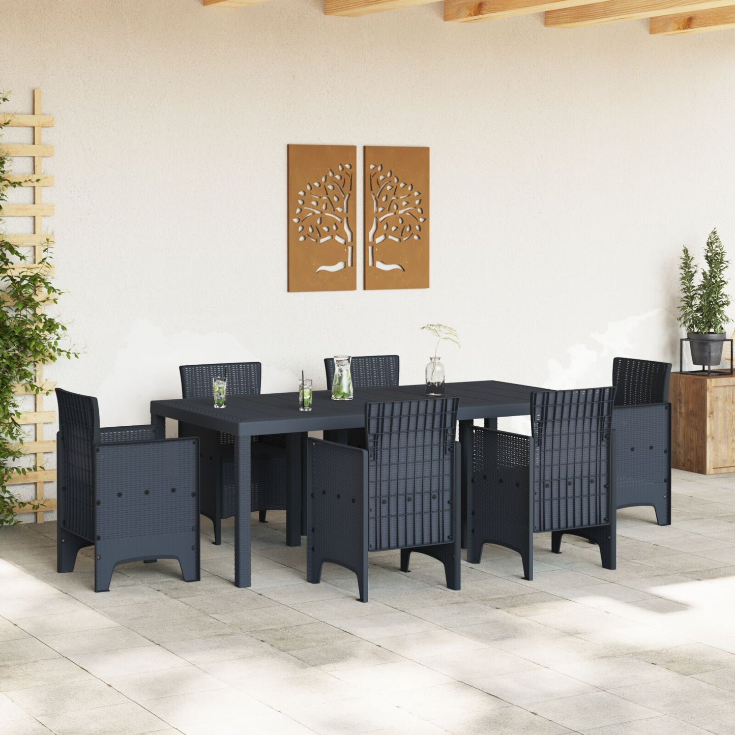 Tuinstafel 200X100X73 Cm Poly Rattan Anthraciet 2 m