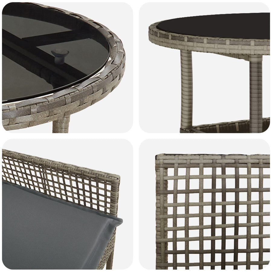 5-Delige Tuin Eettafelset Grijs Poly Rattan
