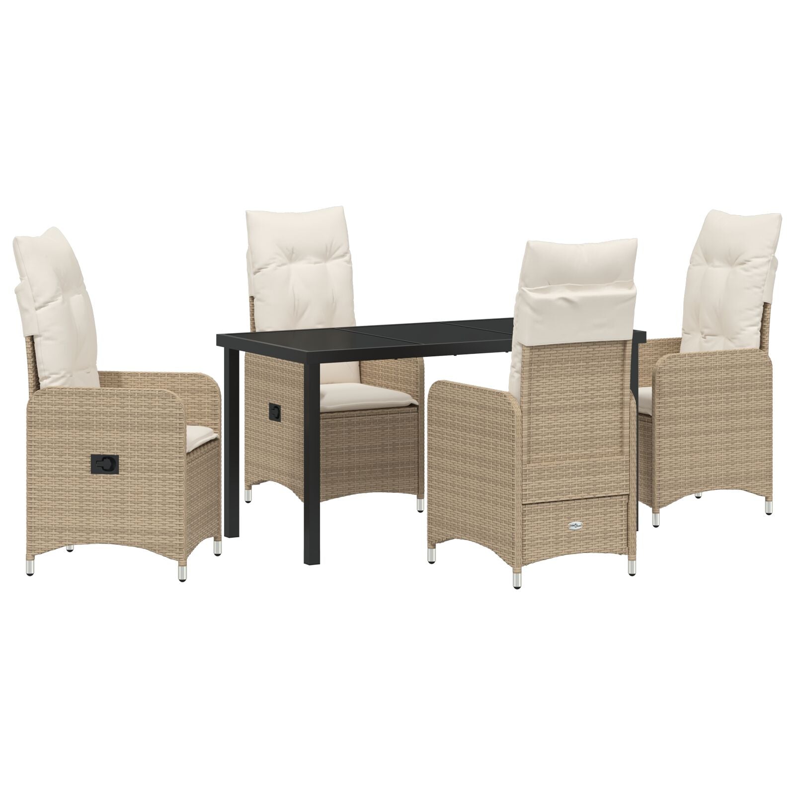 5-Delige Tuin Eetset Met Kussens Beige Poly Rattan