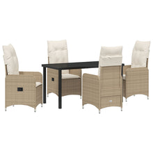 5-Delige Tuin Eetset Met Kussens Beige Poly Rattan