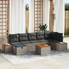 Loungeset poly rattan grijs 8-delig