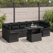 Tuinset poly rattan 8-delig zwart