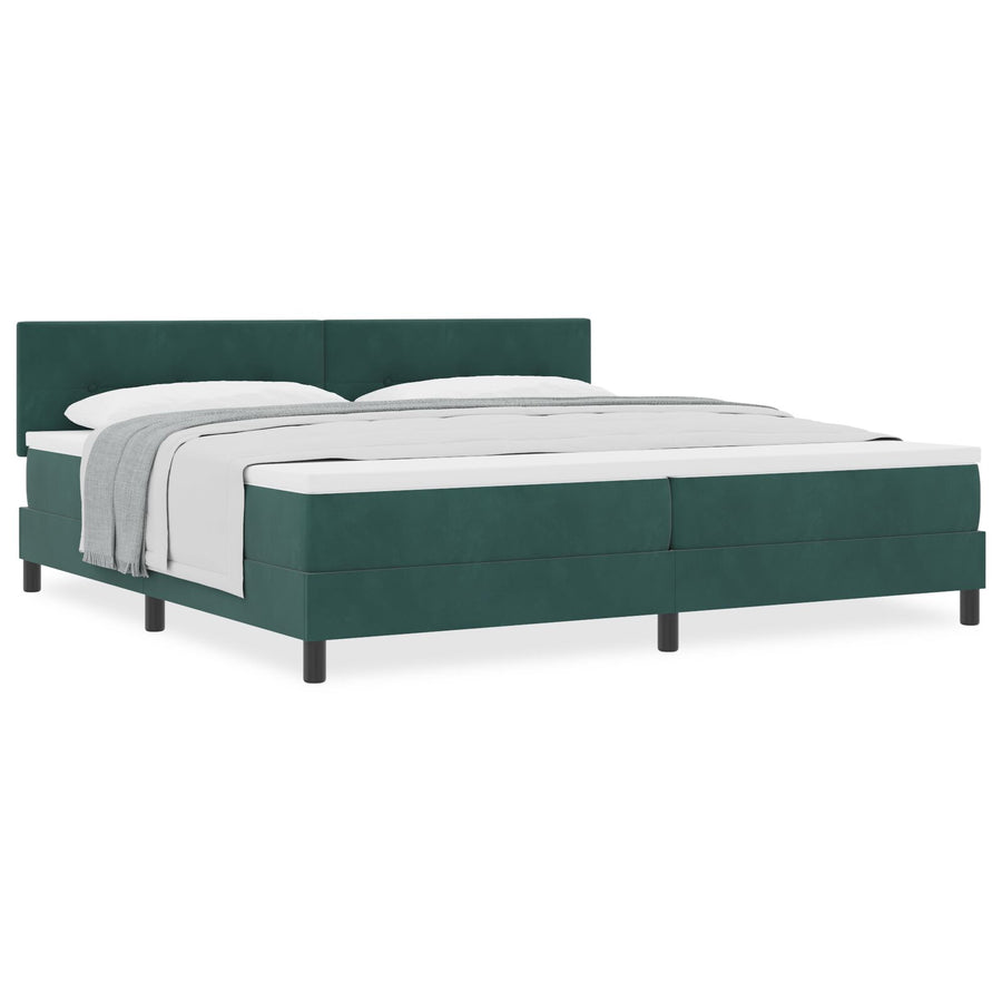 Boxspringbed Met Matras Donkergroen 200X200 Cm Velvet Blauw