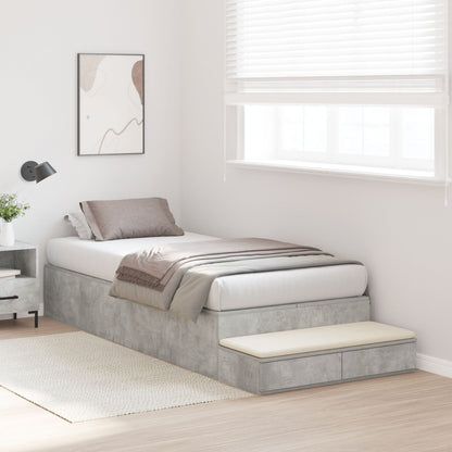 Opbergbedframe Beton Grijs Bewerkt Hout 236.5 X 100 X 31.5 Cm Artisanaal Eiken