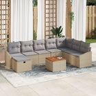 Tuinbankenset poly rattan beige 5 personen met opbergruimte