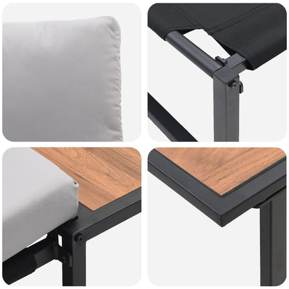 3-Delig Tuinsofa Set Met Lichtgrijze Kussens