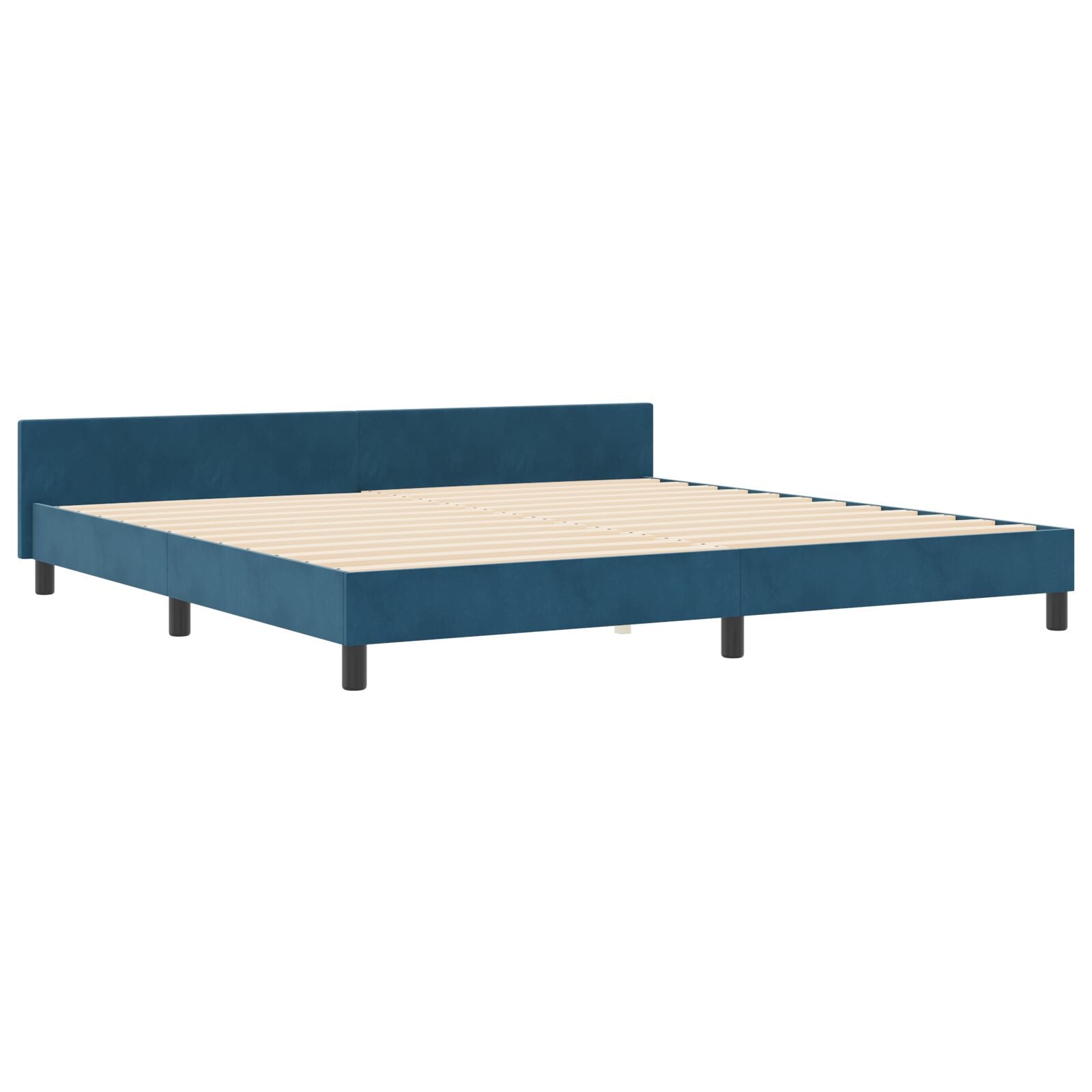Bedframe Donkerblauw 200X200 Cm Fluweel Crème