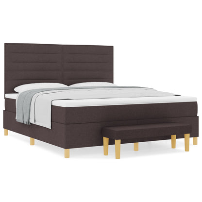Boxspring Bed Met Matras & Bank Stof Donkerbruin 180 x 200 cm Lijnen ontwerp