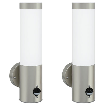 Buitenwandlampen 2 Stuks Rvs Ip44 Zilver met sensor