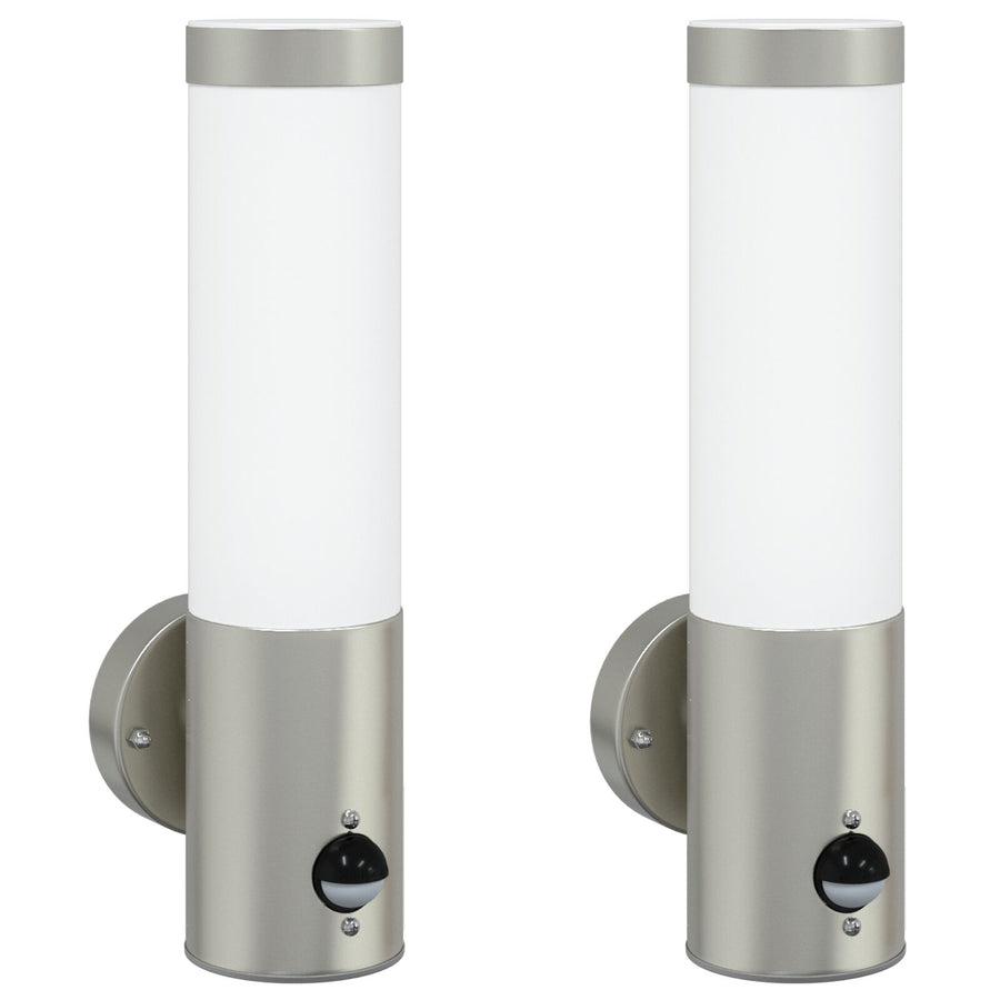 Buitenwandlampen 2 Stuks Rvs Ip44 Zilver met sensor