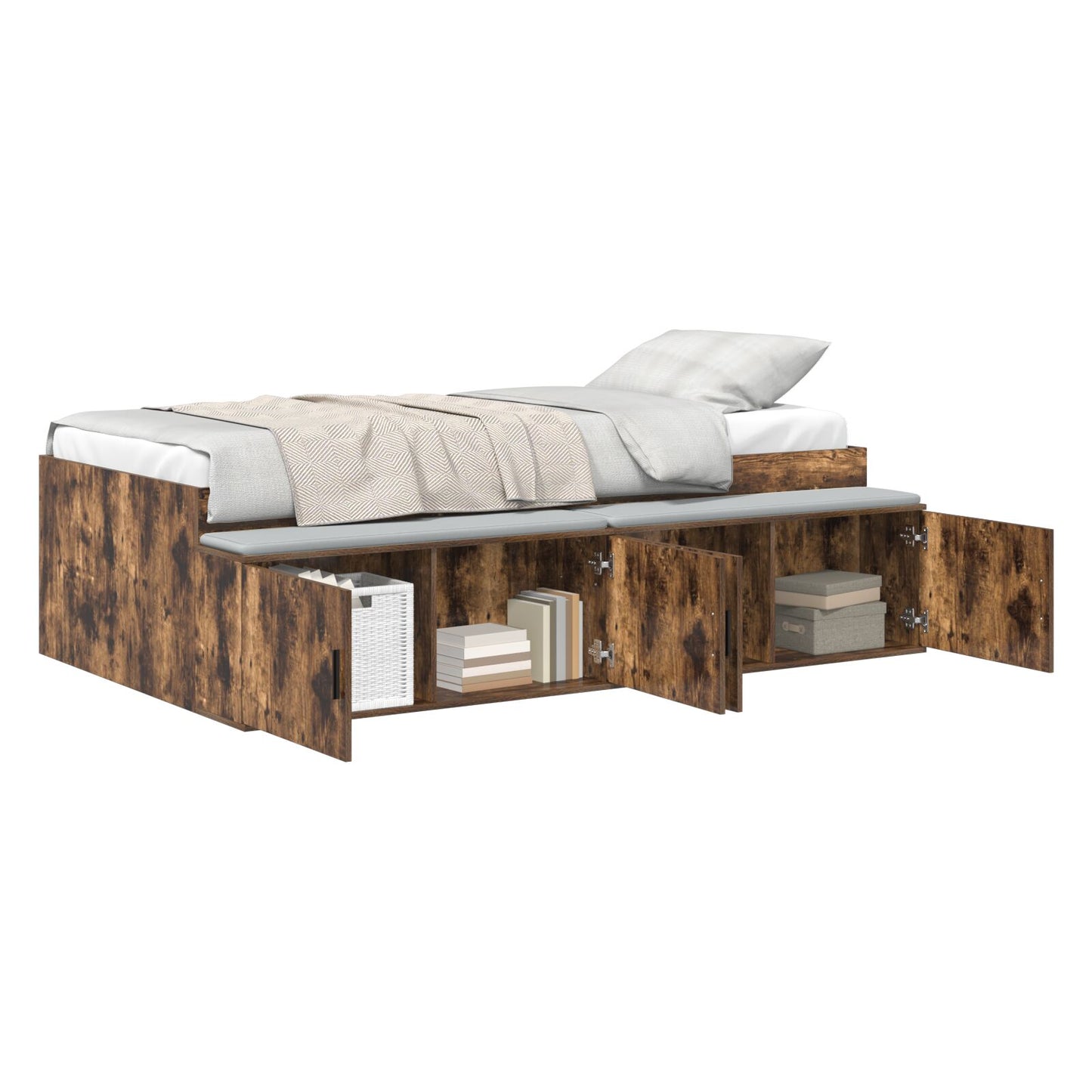 Opbergbedframe Gerookte Eiken 100X200 Cm