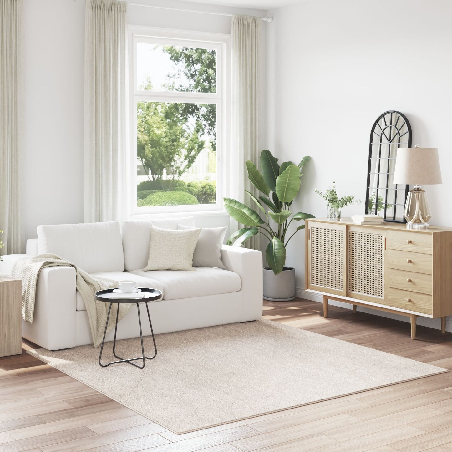 Shaggy Tapijt Met Latex Achterkant Crème 200 x 200 cm