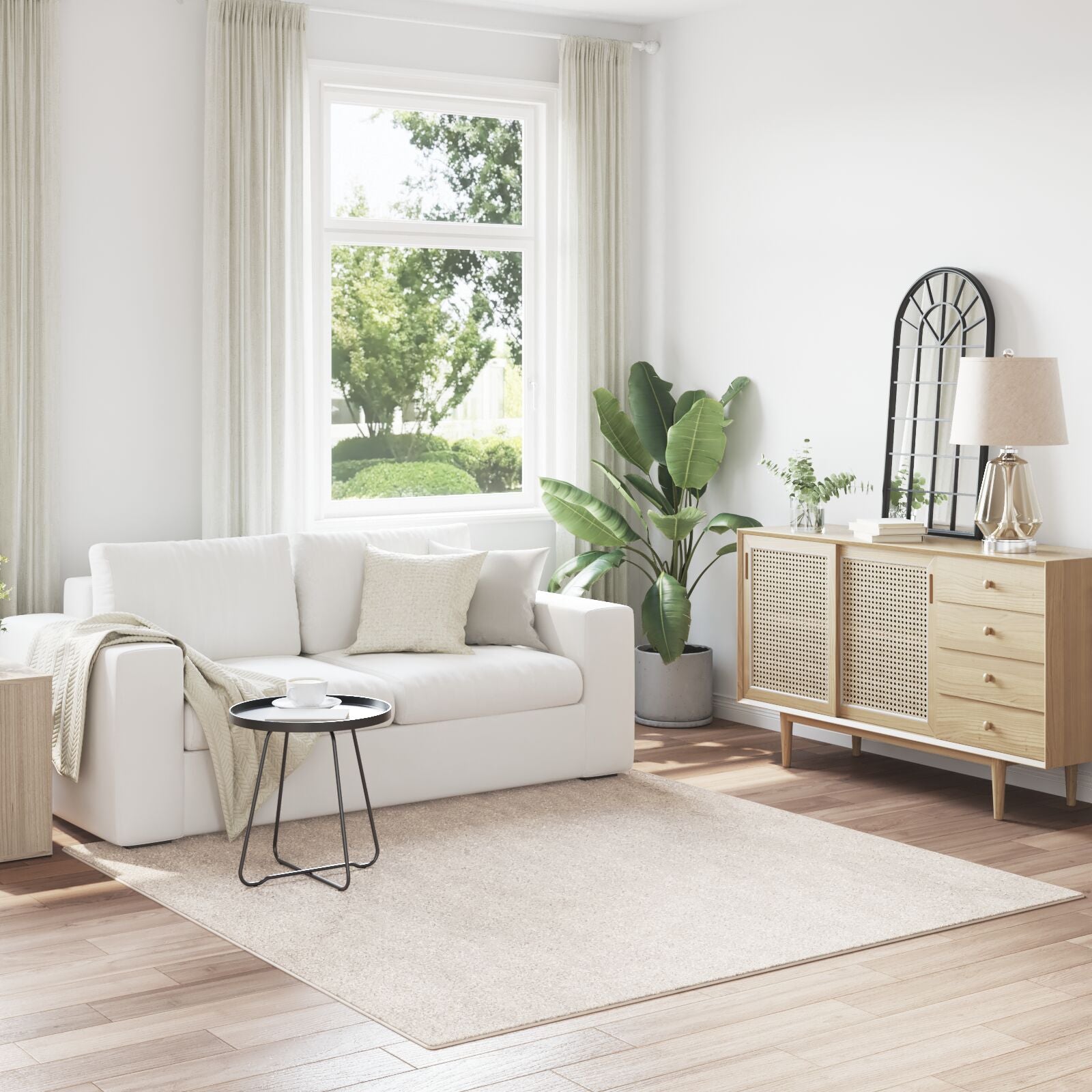 Shaggy Tapijt Met Latex Achterkant Crème 200 x 200 cm