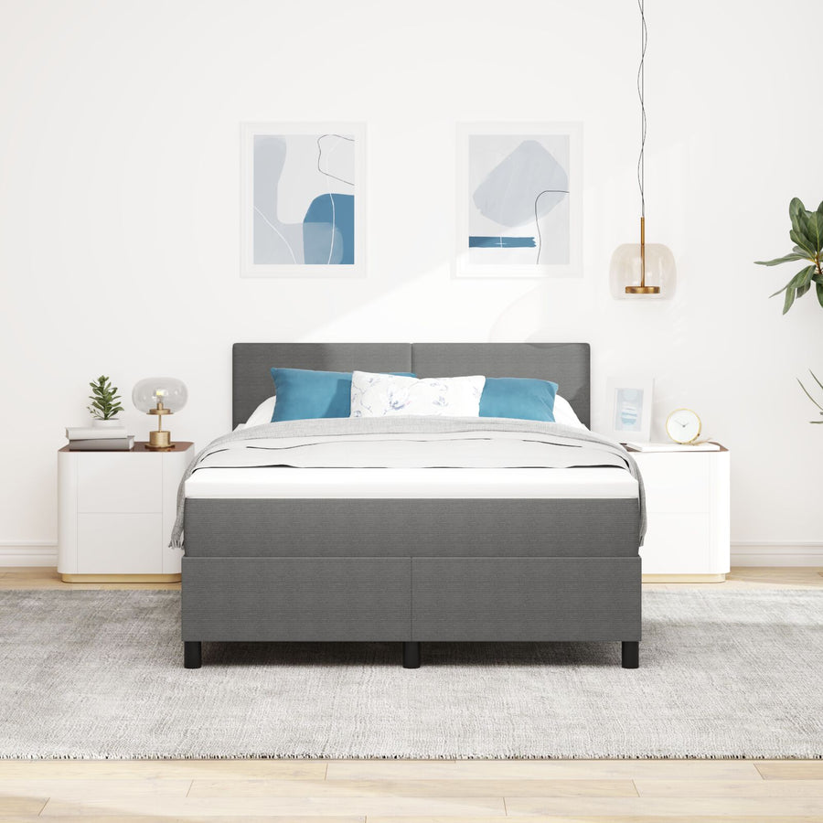 Boxspringbed Met Matras Lichtgrijs 140X200 Cm Corduroy Stof