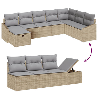 9-Delige Tuin Sofa Set Met Kussens Beige Poly Rattan Wit